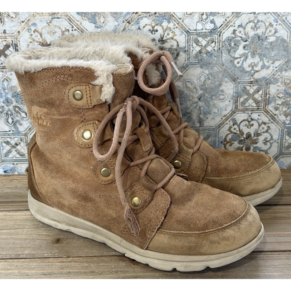 Sorel Explorer Joan Ankle Boots Waterproof Shearling Lined Women's 8.5